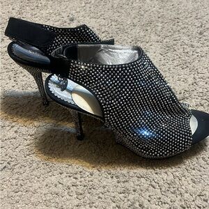 Sparkling Black and Silver Women's Heels